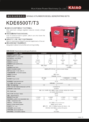 住宅 5KVA 小さいディーゼル スタンバイの発電機低雑音のディーゼル発電機